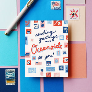 Custom City Postage Stamp Greetings Card-Tuscaloosa