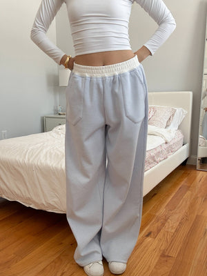 Blue and White Mini Striped Sweatpants: Blue/White Mini Stripes