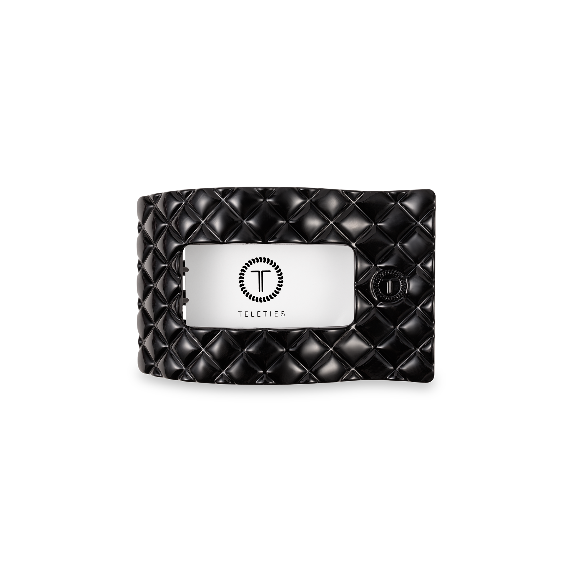 Flat Rectangle Hair Clip | Small | Jet Black Quilted