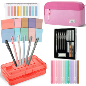 Bible Journaling Set – Gel Pens, Highlighters, Sticky Notes, Stickers & Pencil Case Options: Purple / Set 2