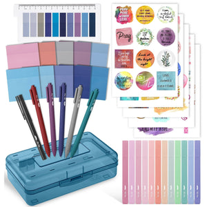 Bible Journaling Set – Gel Pens, Highlighters, Sticky Notes, Stickers & Pencil Case Options: Purple / Set 2