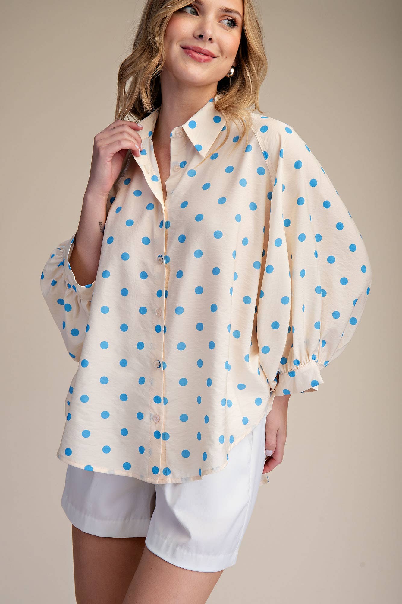 Button Front Shirt: Cream