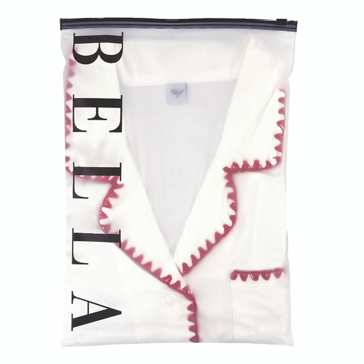 Short Bamboo PJ Set - White + Burgundy Whip Stitch: 93% Bamboo/ 7% Spandex / Large
