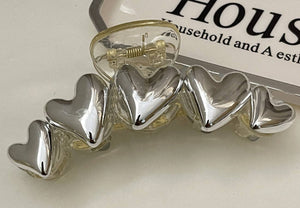 Metallic Heart Detail Claw Clip