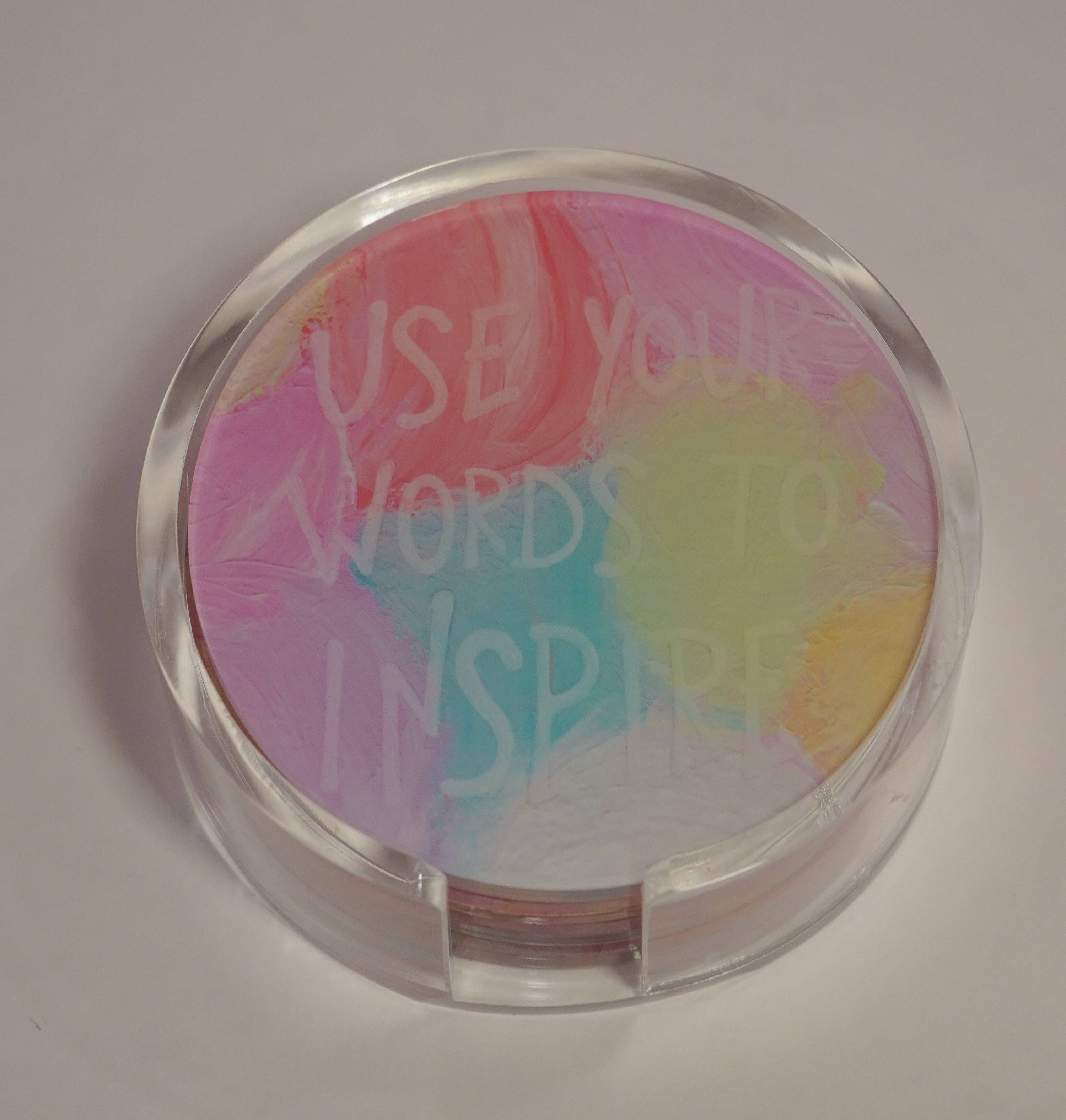 Gold WS Set of 4 Use Your Words to Inspire Coaster- Daydreaming Dots Print
