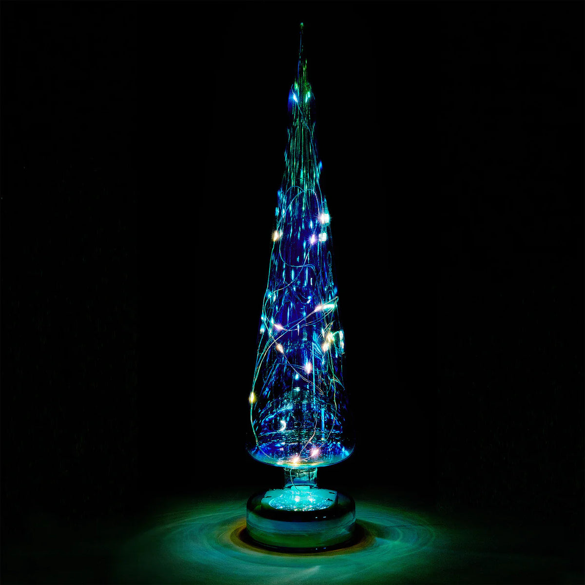 Teal LED Glass Lighted Tree- Large