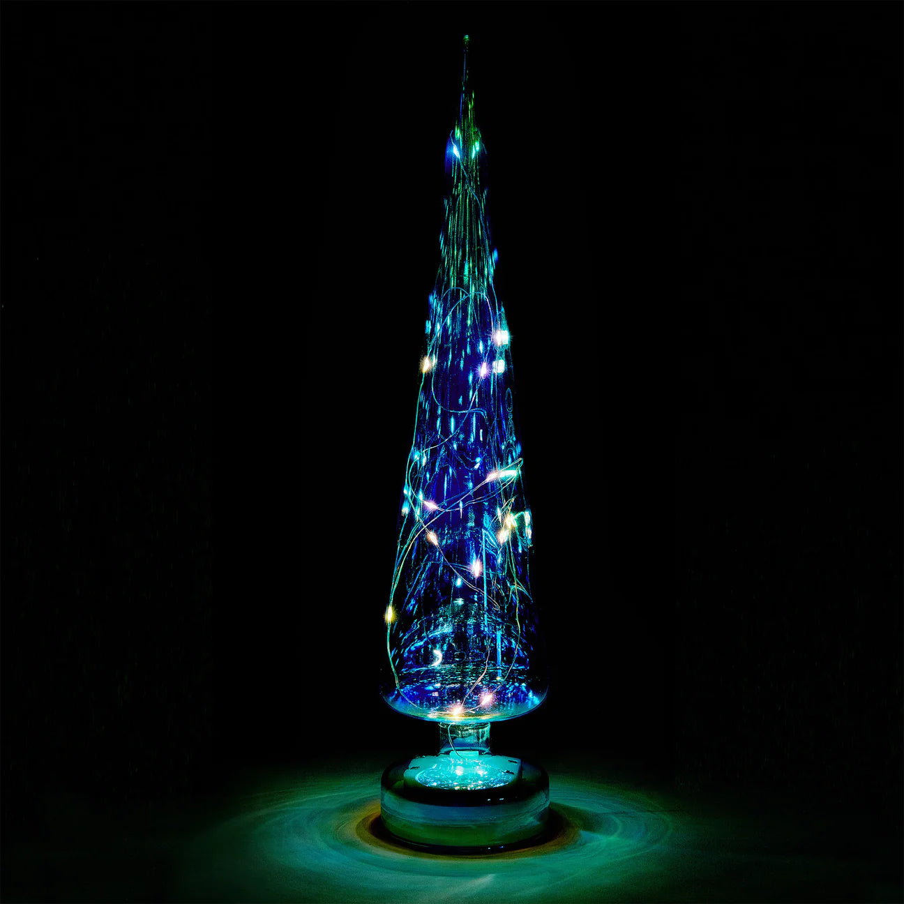 Teal LED Glass Lighted Tree- Large