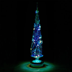Teal LED Glass Lighted Tree- Large