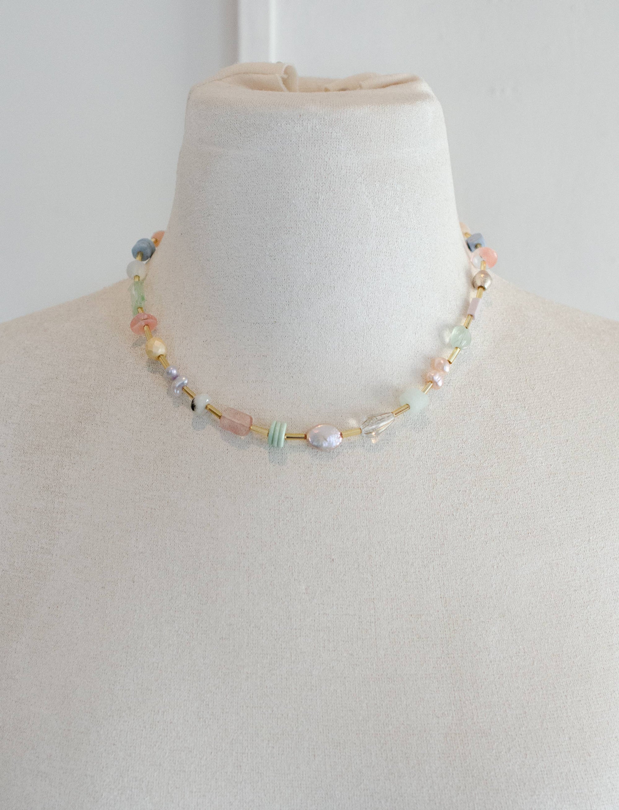 Colorful Beaded Eclectic Necklace: Bright