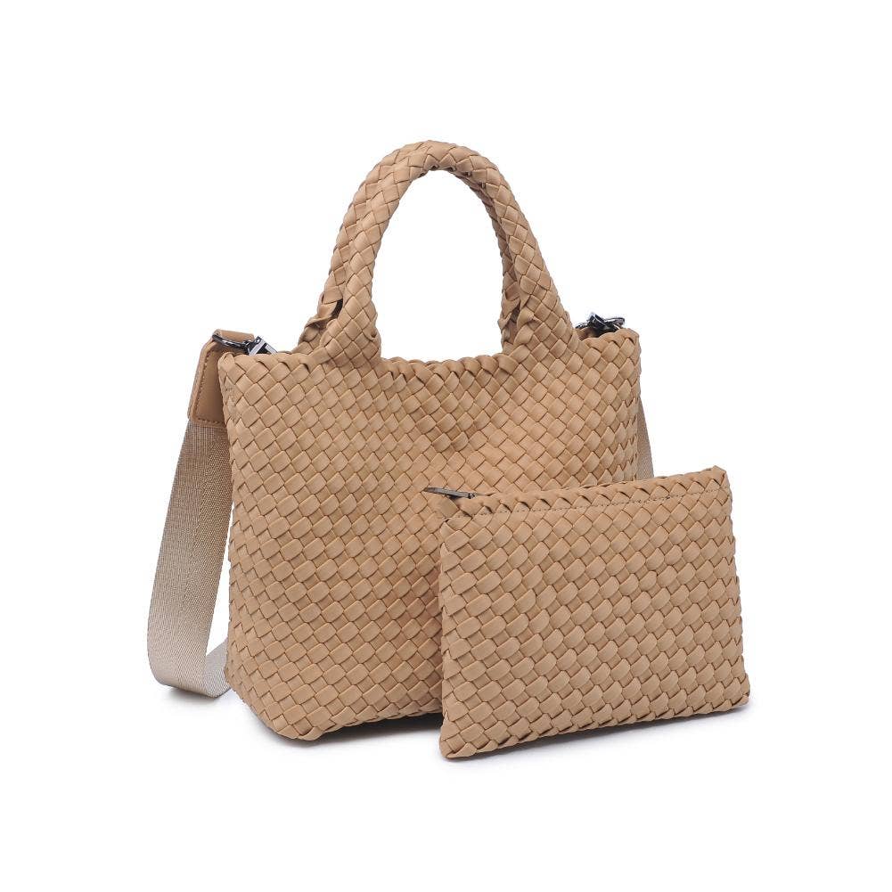 Sky's The Limit - Small Woven Neoprene Crossbody: Nude