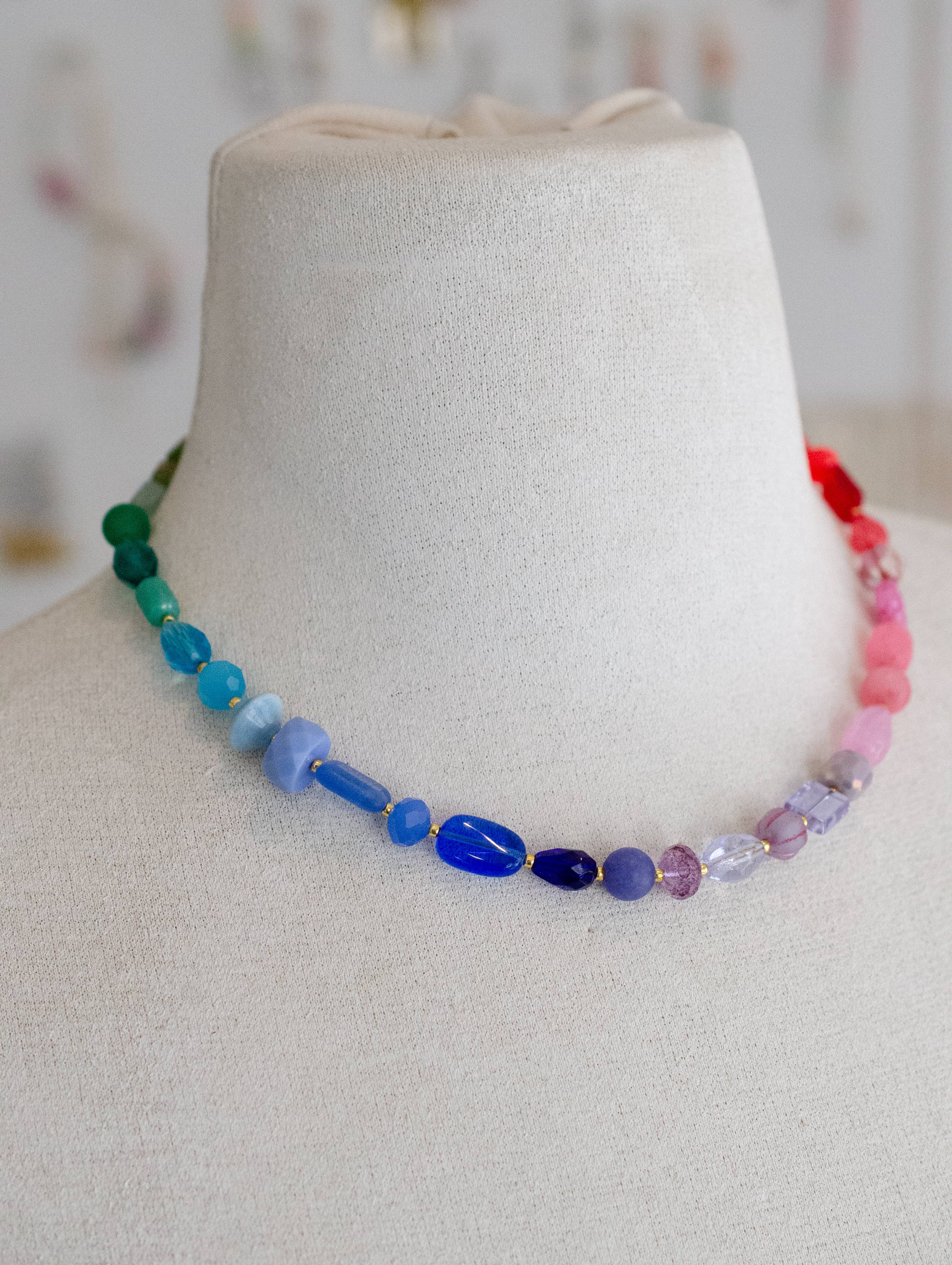 Rainbow Beaded Colorful Necklace