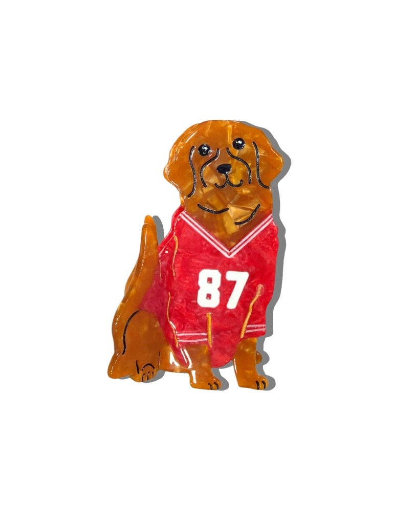 Hand-painted Football Dog Claw Hair Clip | Eco-Friendly