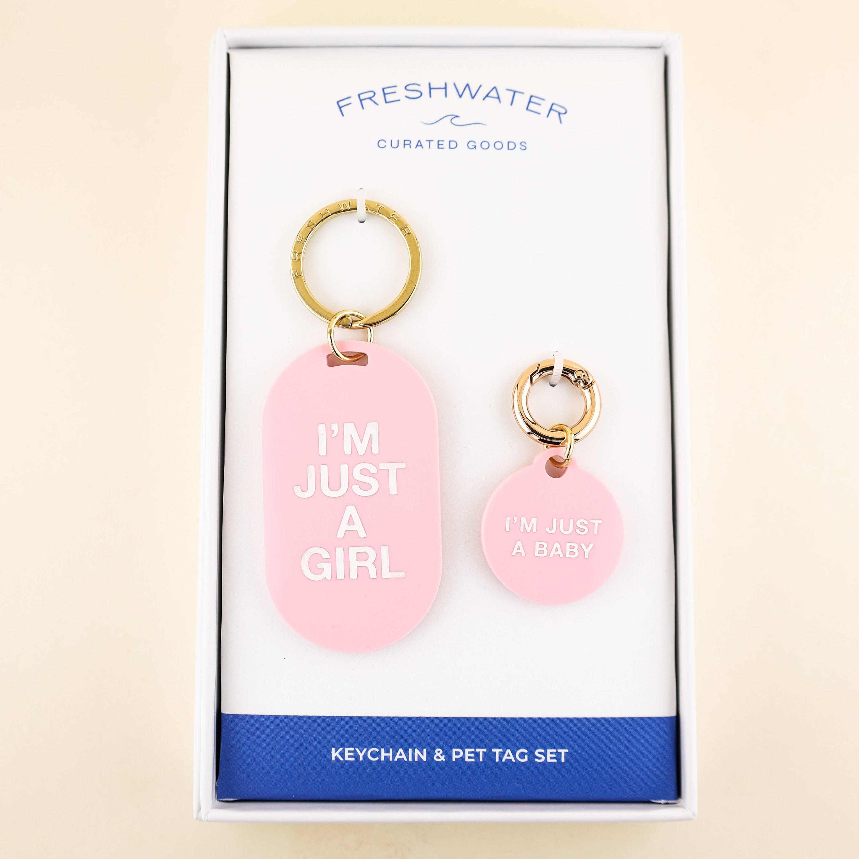 I'm Just a Girl Keychain & Pet Tag Gift Set