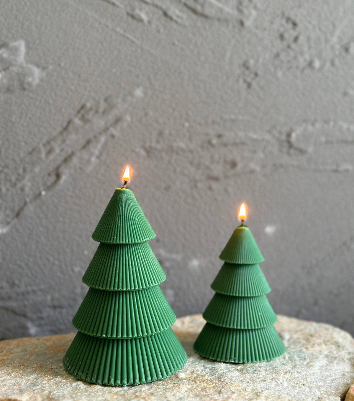 Ribbed Christmas Tree Candle (1pc): Forest Green / Fraser Fir / Small Tree