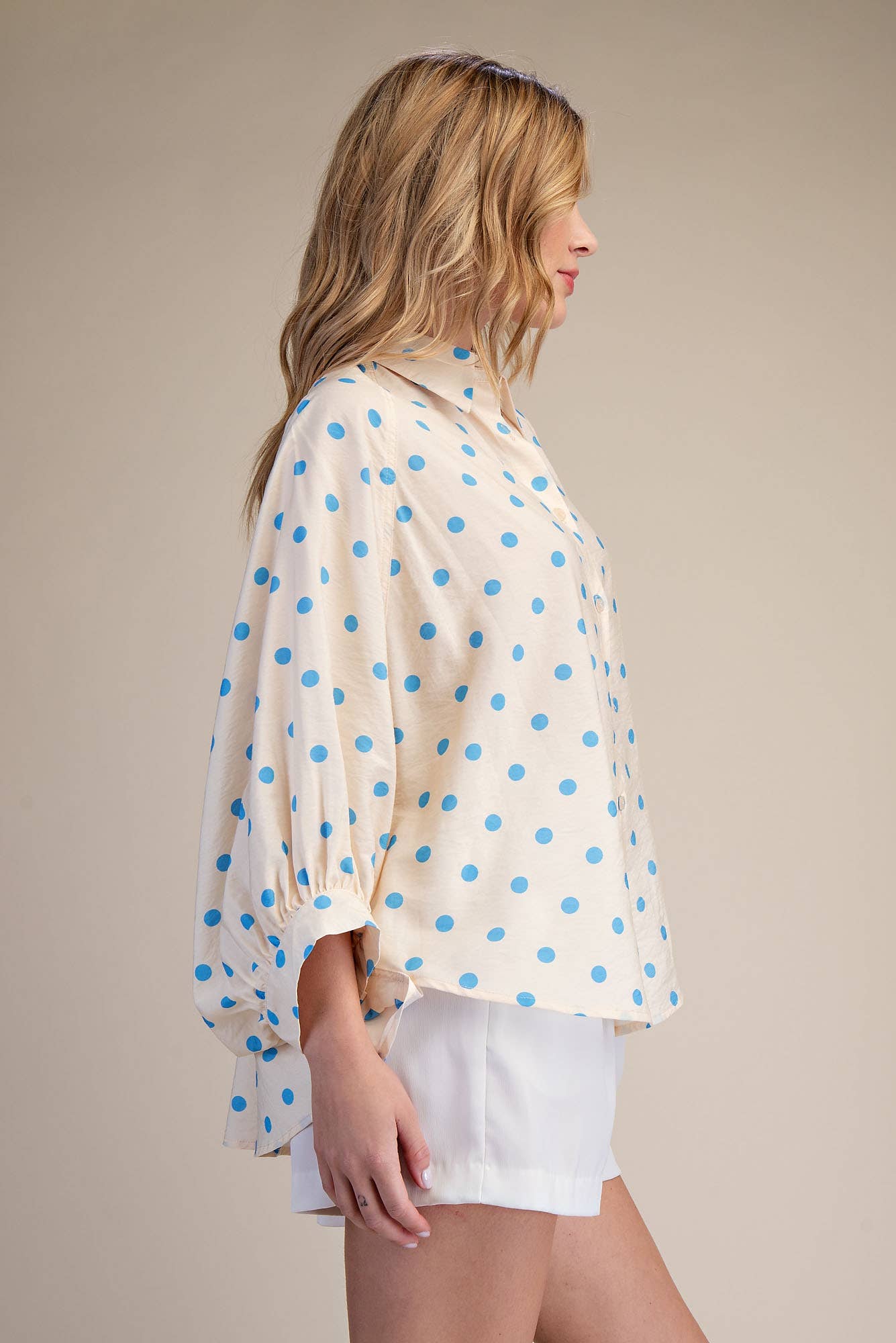 Button Front Shirt: Cream