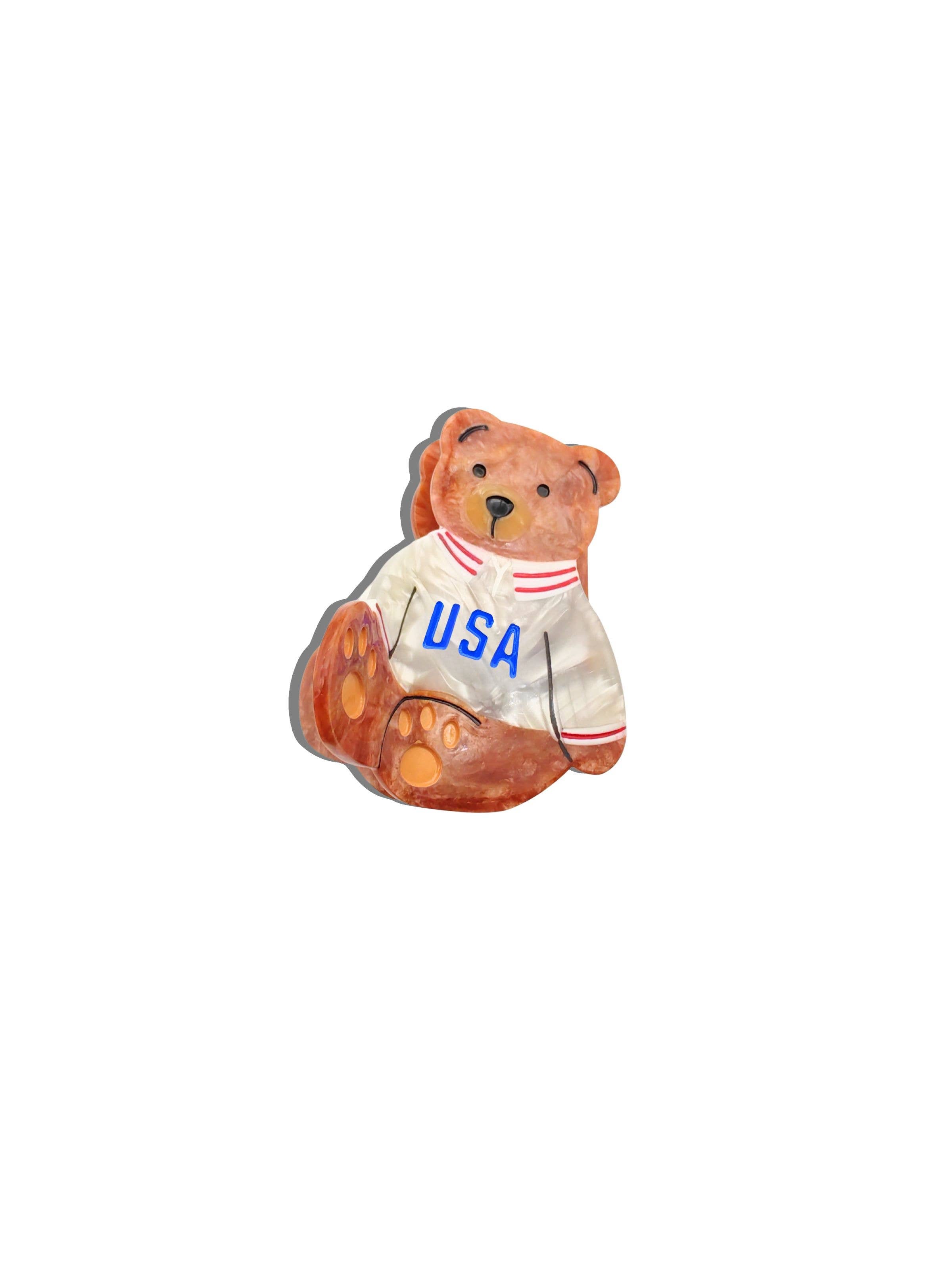 Hand-painted USA Teddy Claw Hair Clip | Eco-Friendly