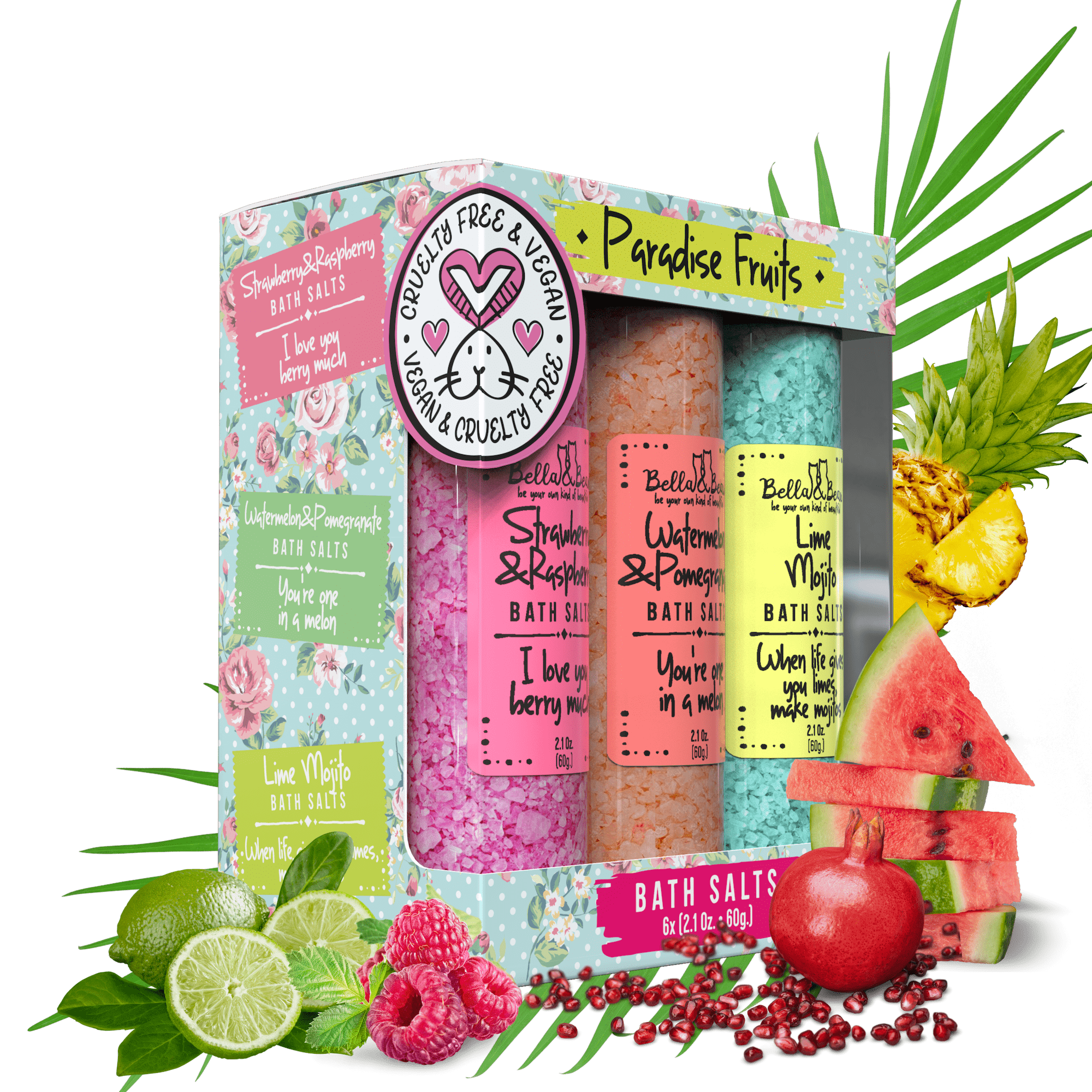 Paradise Fruits Bath Salts Gift Set 6 x 2oz Minis
