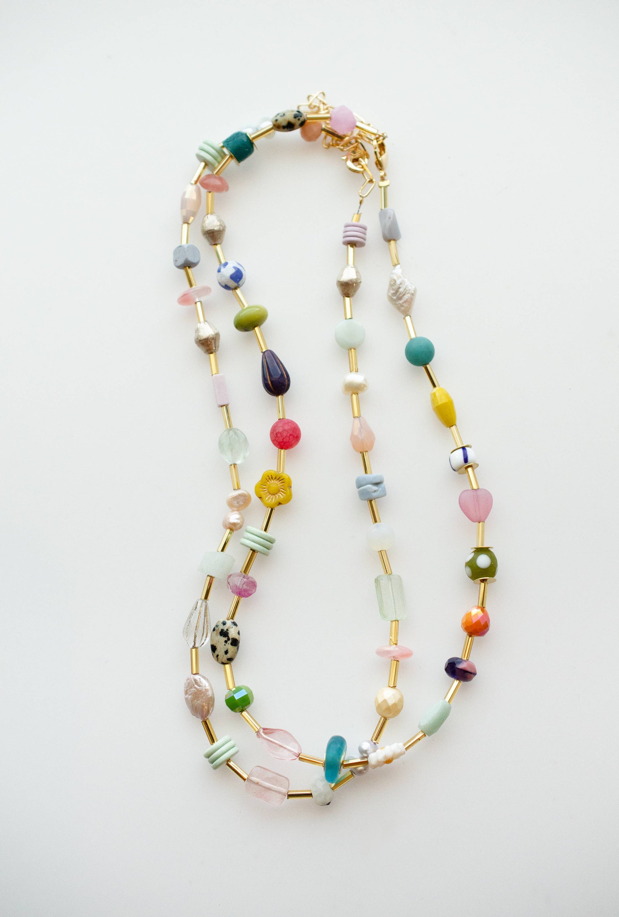 Colorful Beaded Eclectic Necklace: Bright