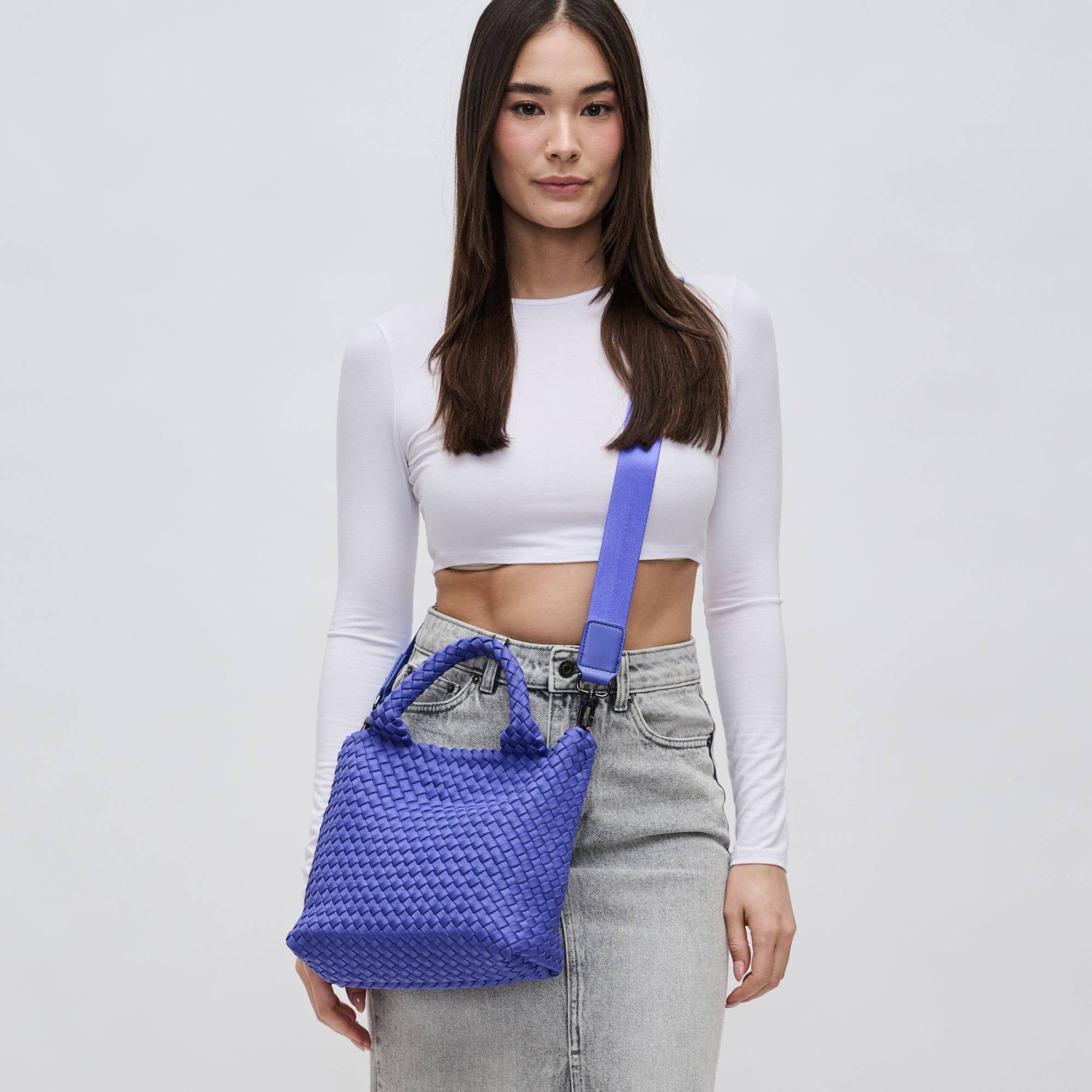 Sky's The Limit - Small Woven Neoprene Crossbody: Nude
