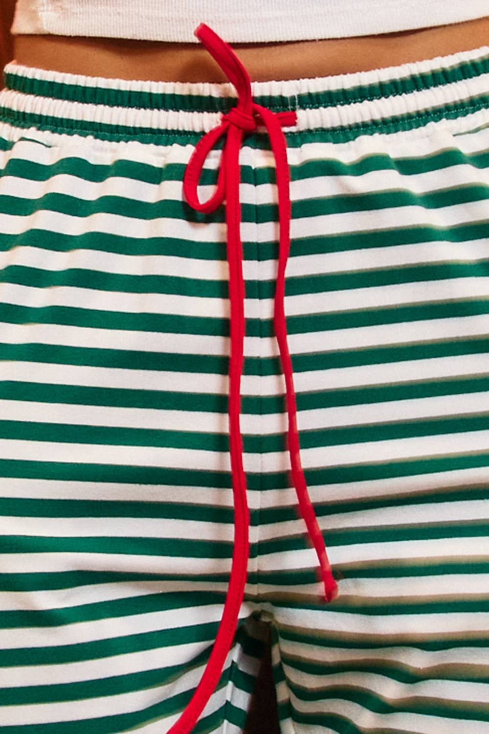 IP60012C | Contrast Drawstring Wide Leg Striped Lounge Pants: RED/WHITE / S