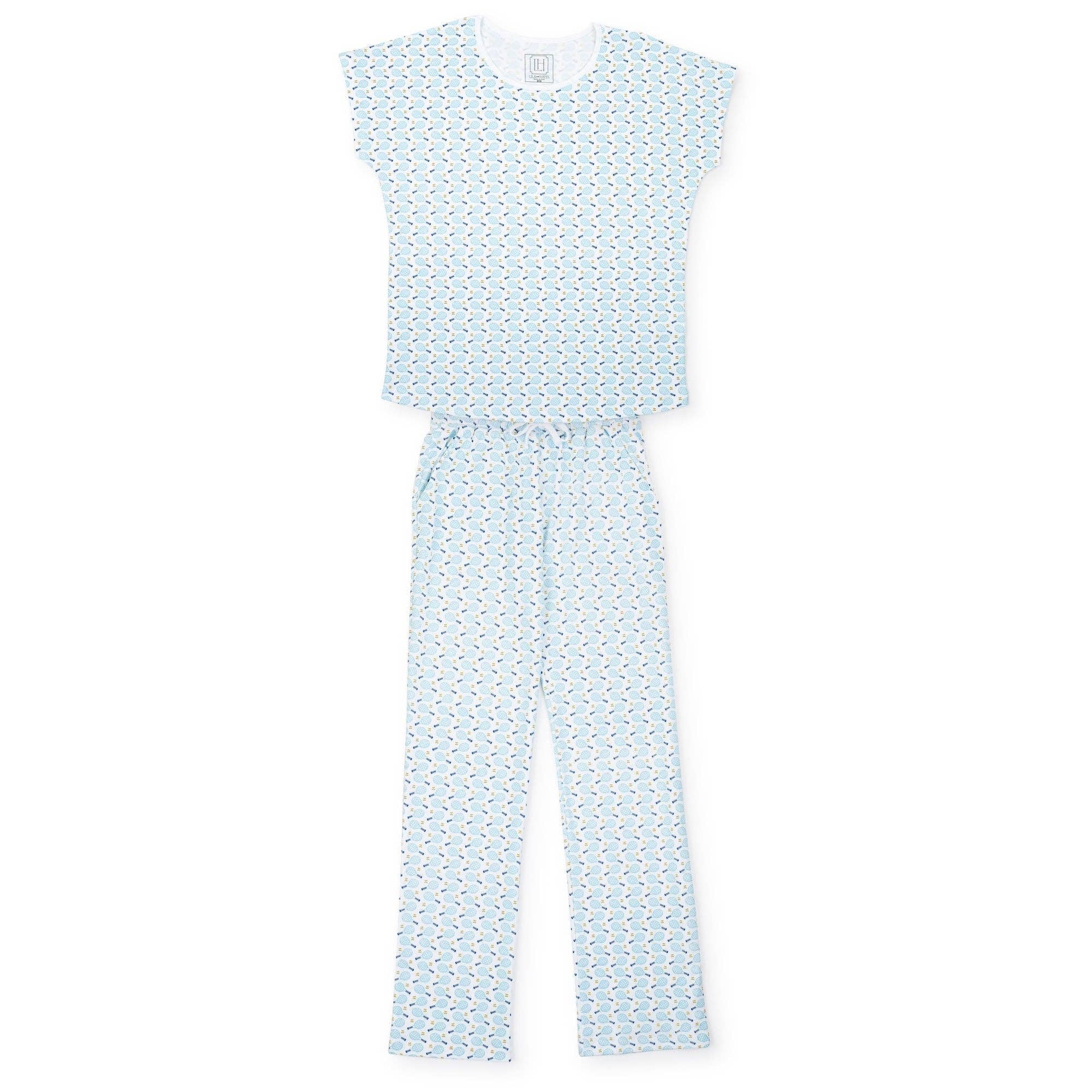 Marcia Women's Pima Cotton Pajama Pant Set - Tennis Match Bl