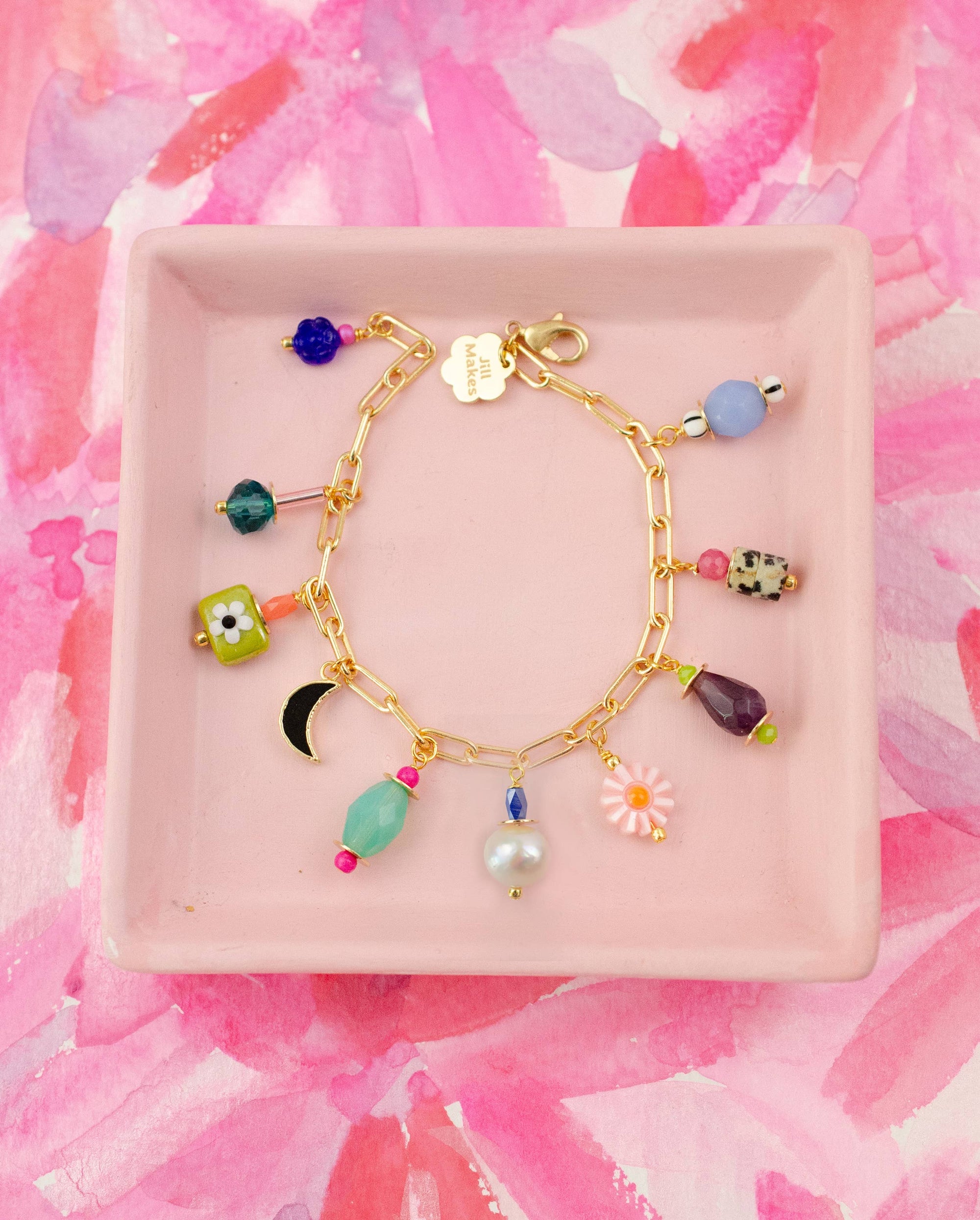 Colorful Pearl Charm Bracelet