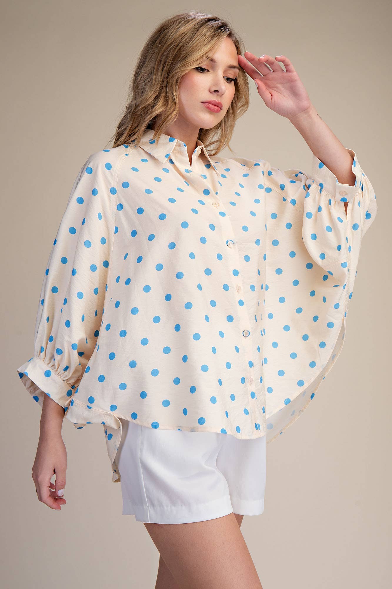 Button Front Shirt: Cream