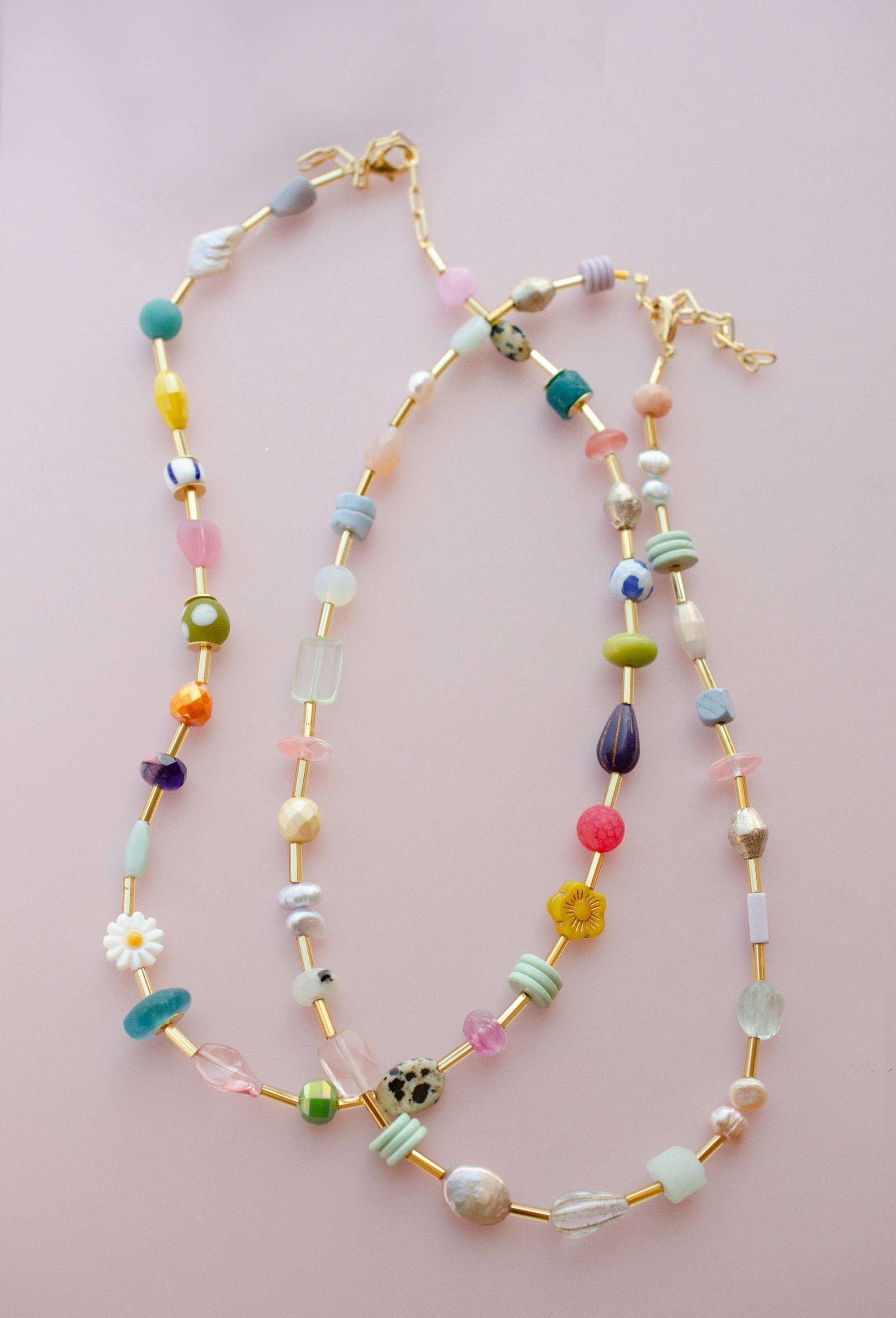 Colorful Beaded Eclectic Necklace: Bright