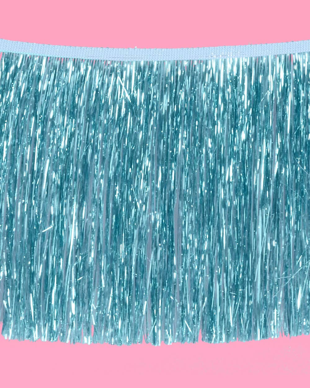 Blue Fringe Banner | blue foil, tinsel decor, party backdrop