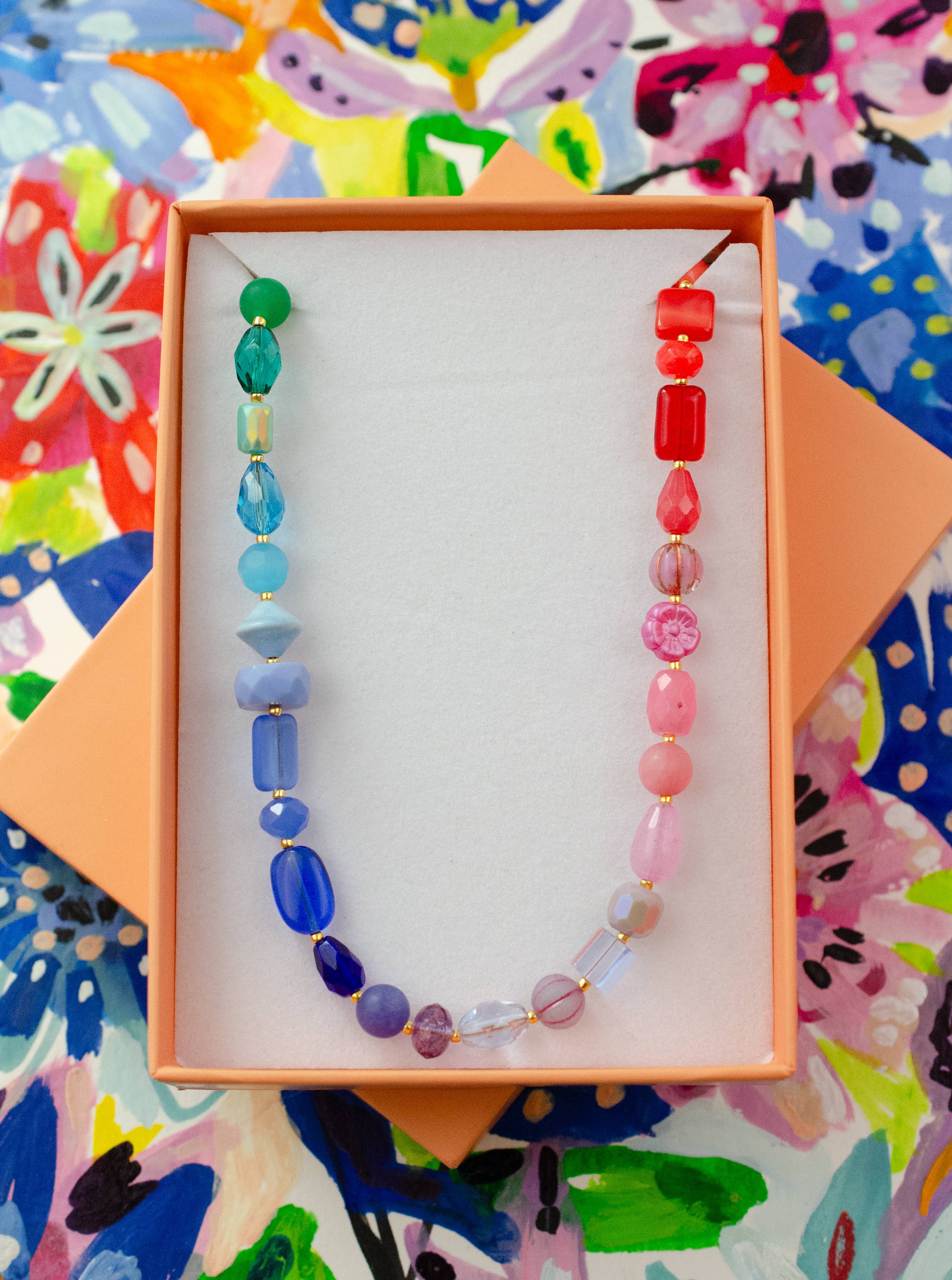 Rainbow Beaded Colorful Necklace