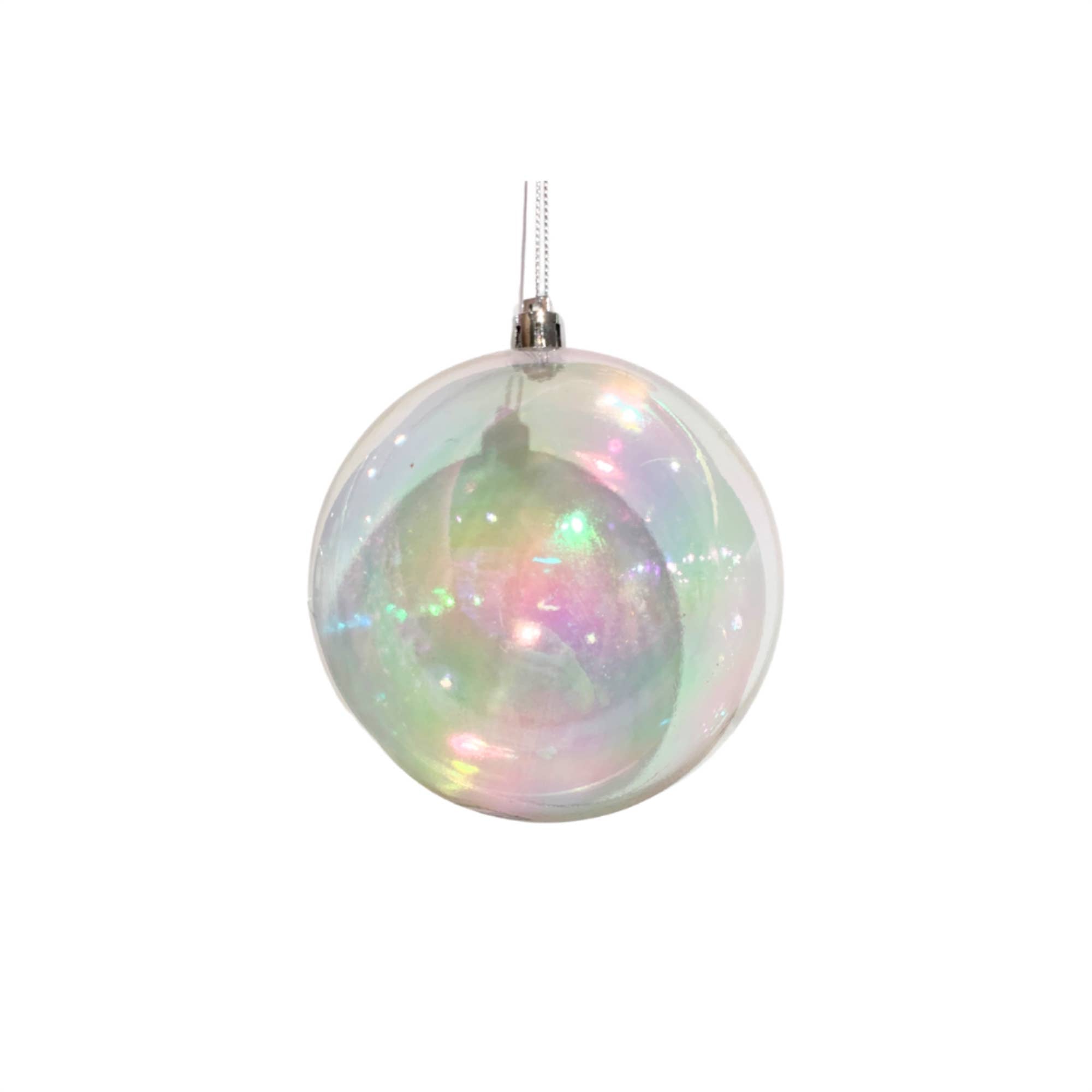 Clear Iridescent Plastic Ball Christmas  Ornament 4"