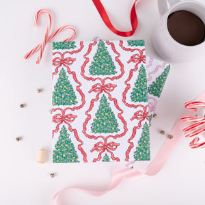 Red Tree Ribbon Wrapping Paper and Gift Tags