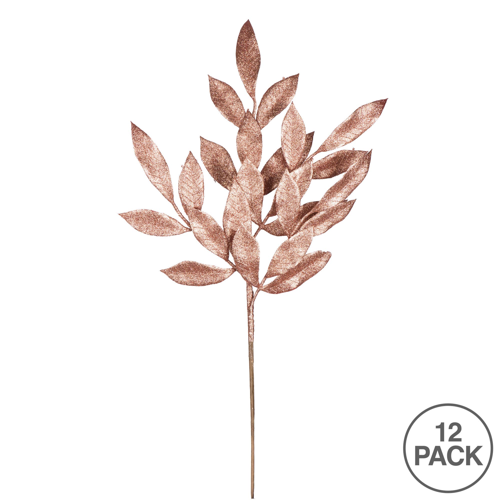 Vickerman 22" Rose Gold Glit BayLeaf Spray: Rose Gold / PE / 22"