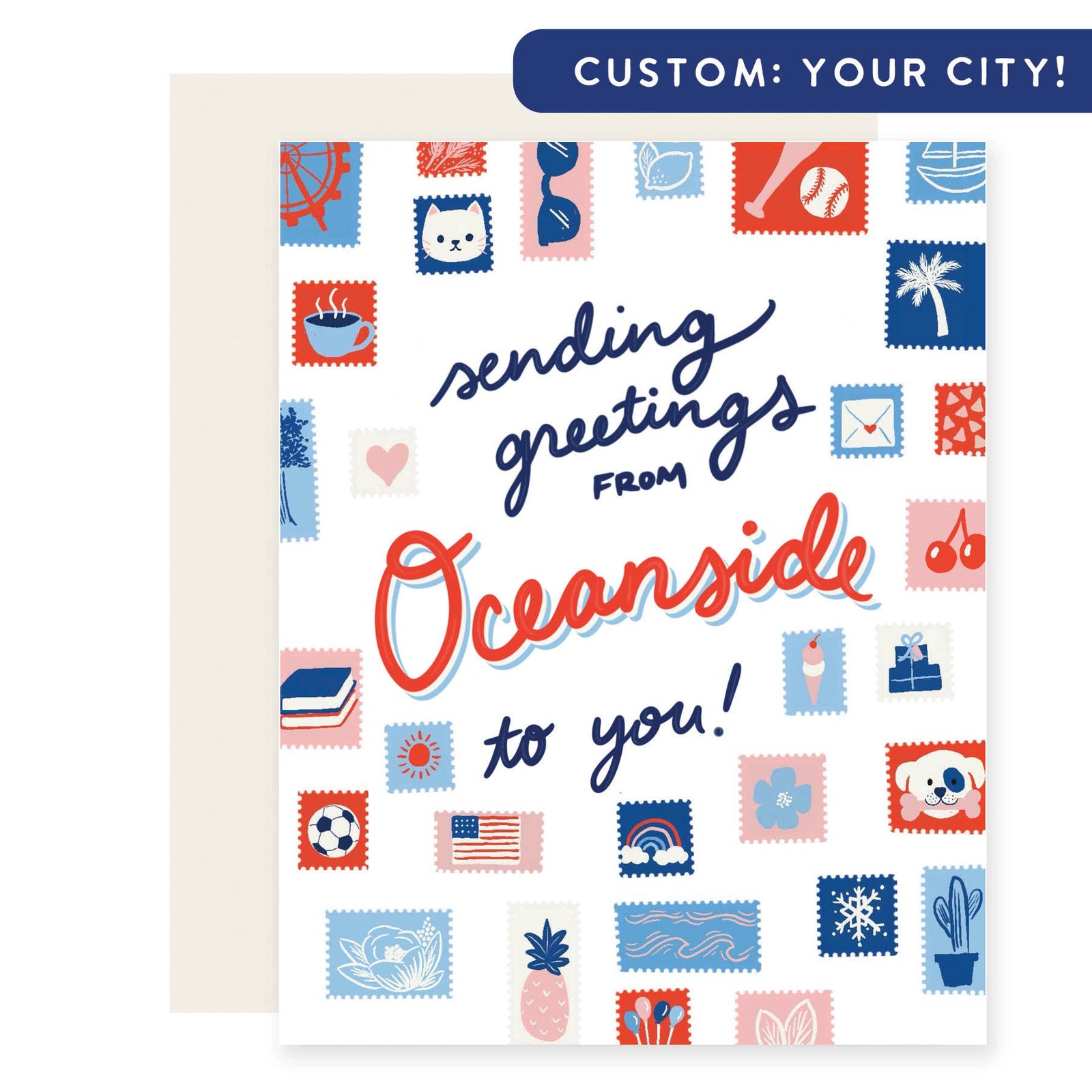 Custom City Postage Stamp Greetings Card-Tuscaloosa