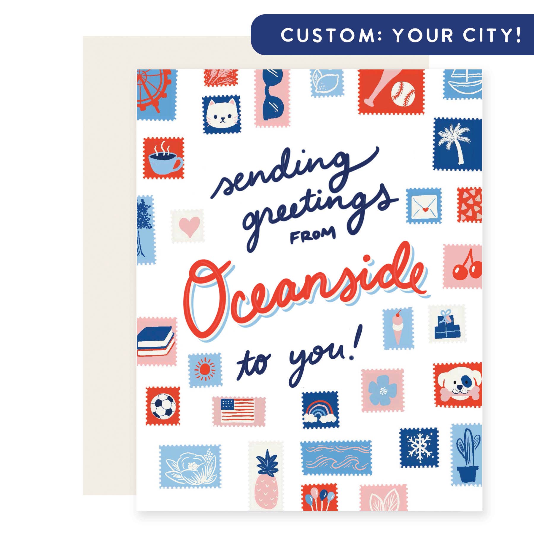 Custom City Postage Stamp Greetings Card-Tuscaloosa