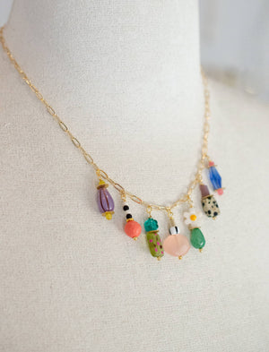 Dainty Colorful Charm Beaded Necklace