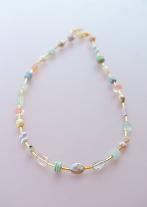 Colorful Beaded Eclectic Necklace: Bright