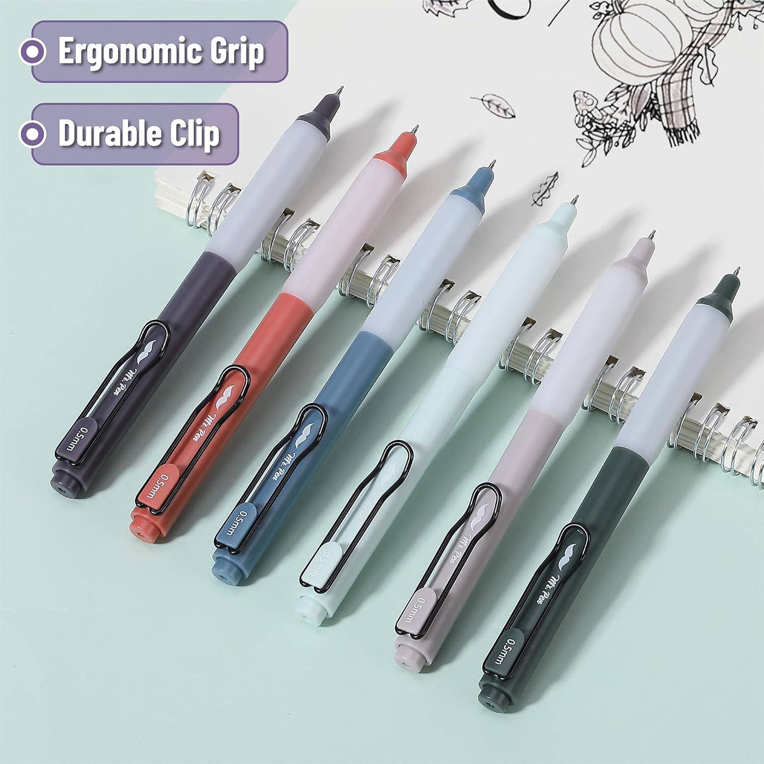Retractable Gel Pens, 12 Pack, Black Ink Gel Pens, Vintage