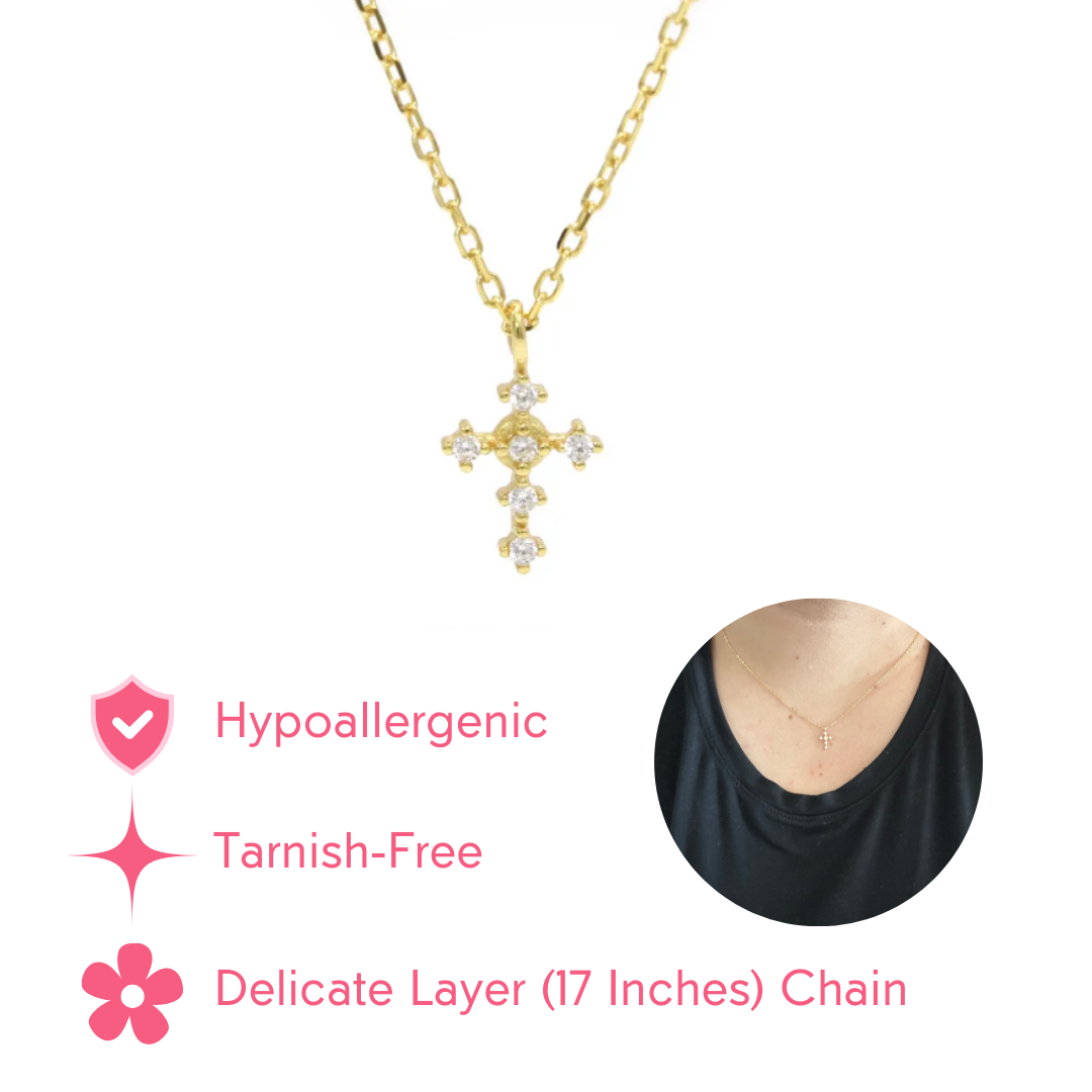 Haley's Cross Gold 925 Sterling Silver Necklace: Packaged in Gift Box
