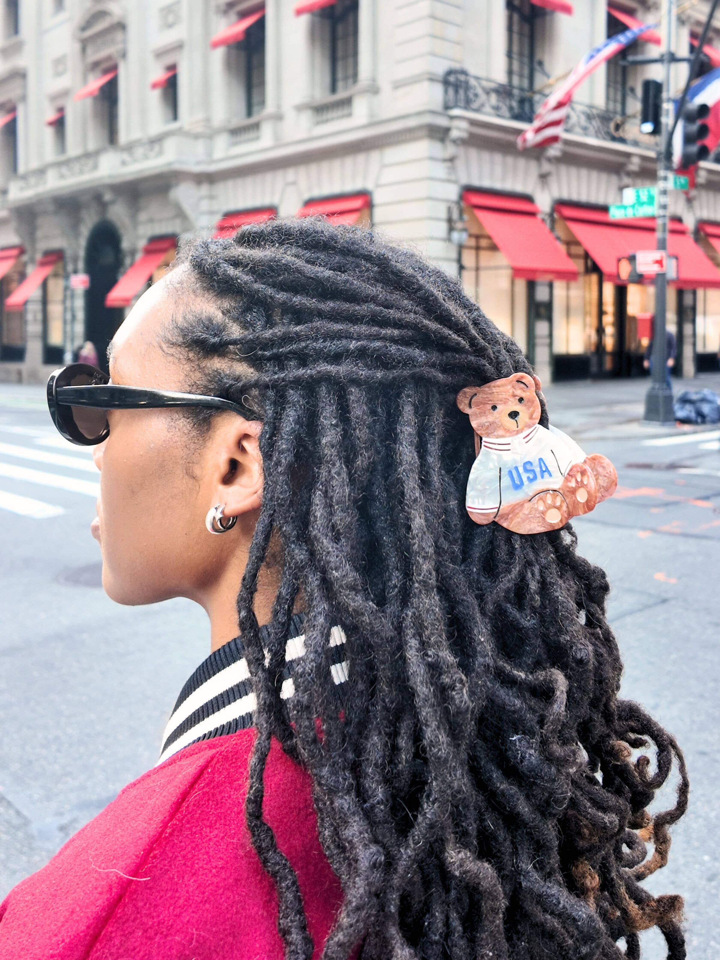 Hand-painted USA Teddy Claw Hair Clip | Eco-Friendly