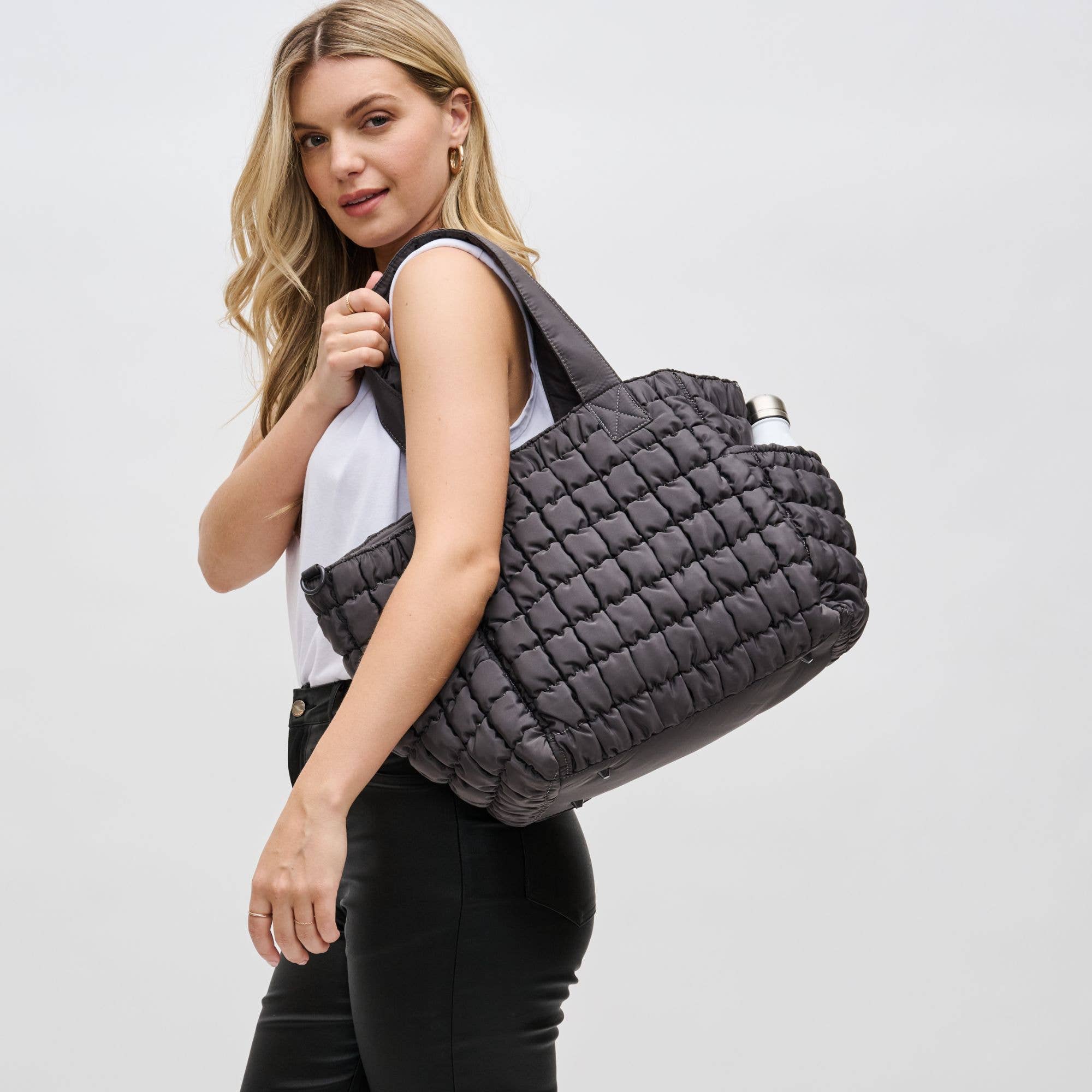 Dreamer - Quilted Nylon Tote: Cream