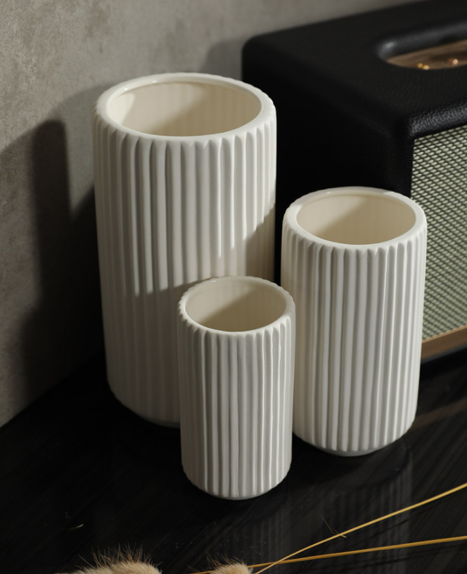Pleated Ceramic Flower Vases