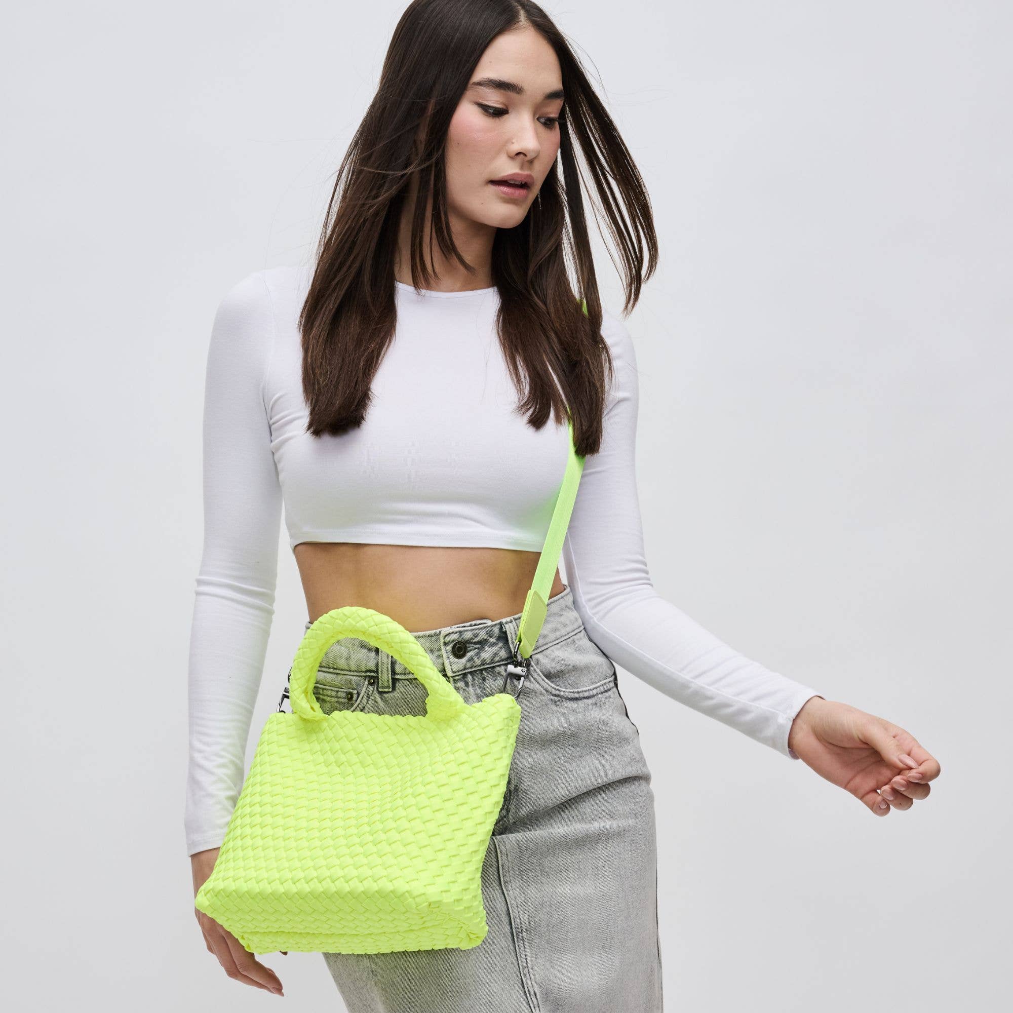 Sky's The Limit - Small Woven Neoprene Crossbody: Nude