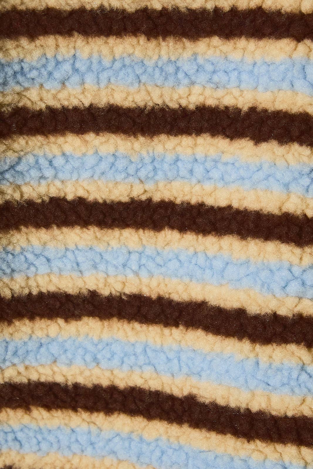 Striped Collared Button Oversized Fleece Pullover: LT BLUE-BROWN STRIPE / XS