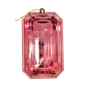 Acrylic Emerald Cut Precious Gem Ornament 8" - Pink