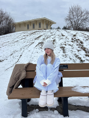Blue and White Mini Striped Sweatpants: Blue/White Mini Stripes