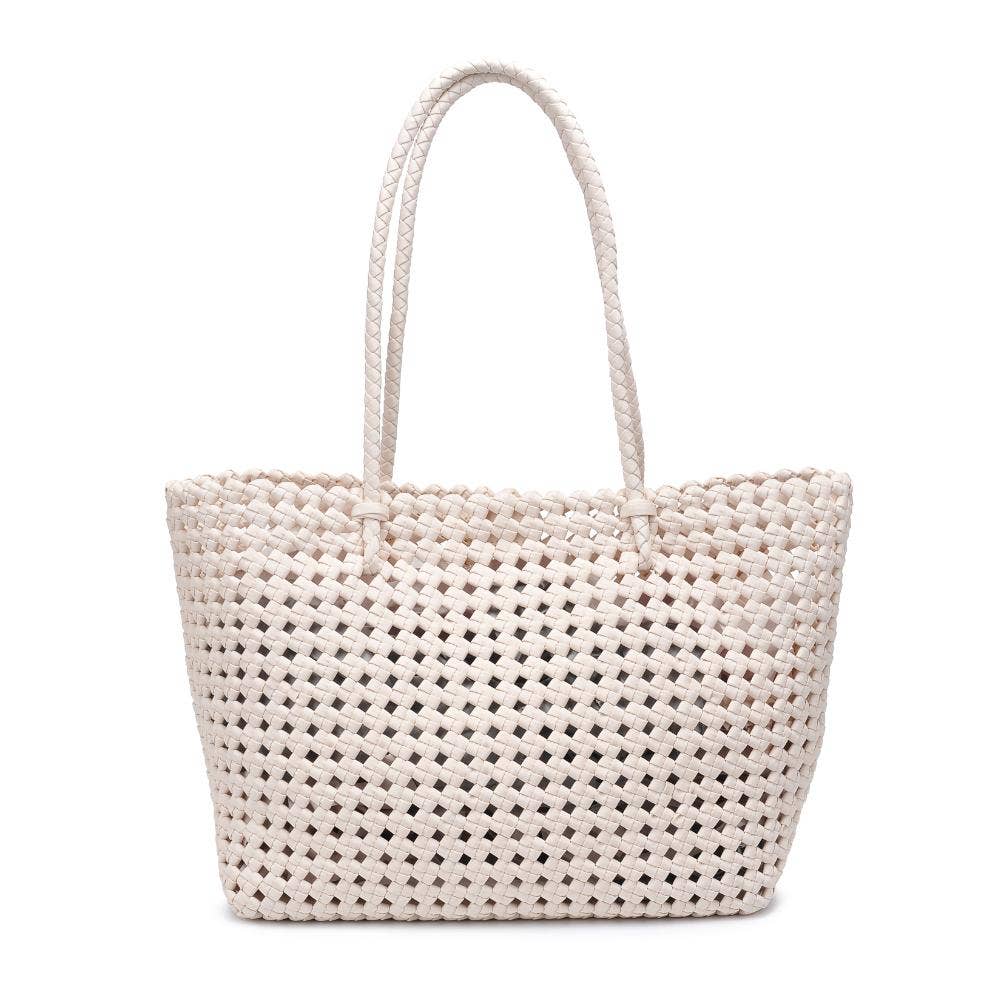 Reflection - Hand Woven Knot Tote: Ivory