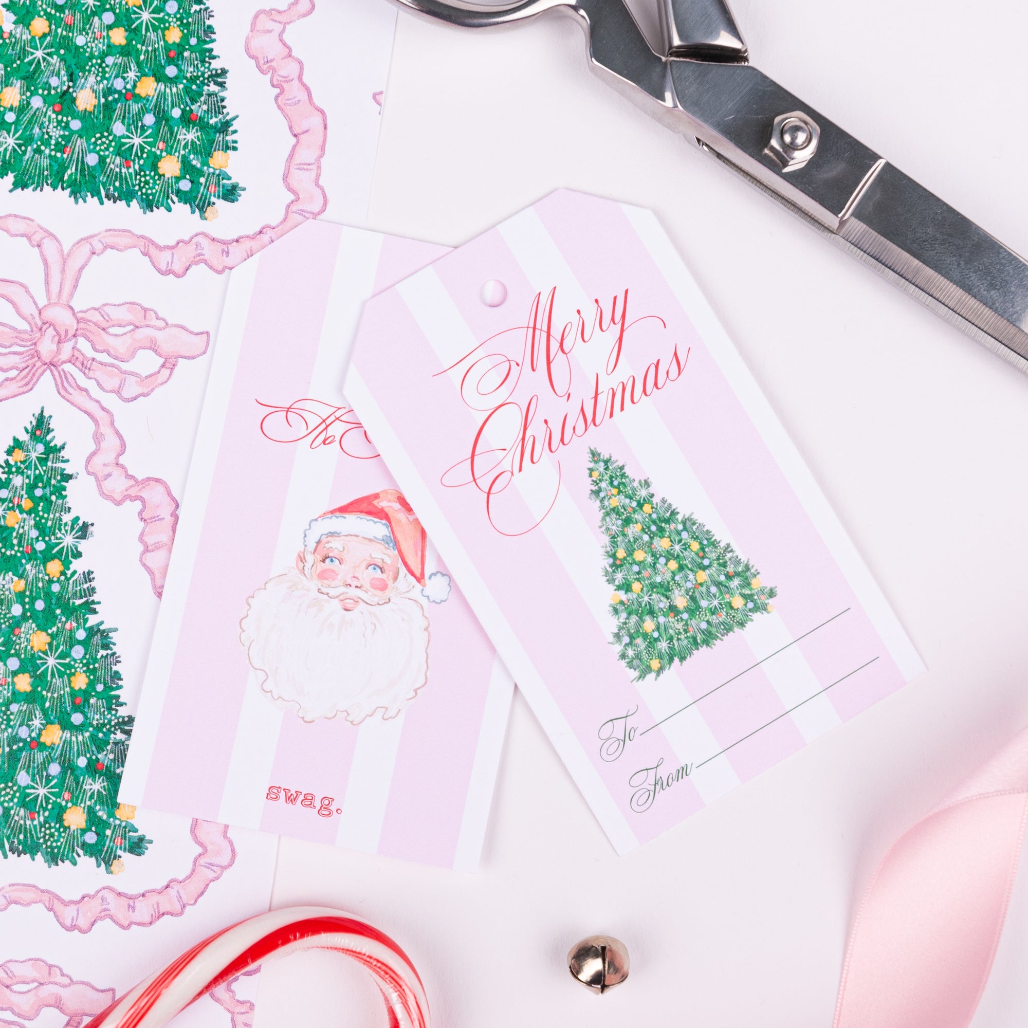 Pink Ribbon Tree Wrapping Paper and Gift Tags