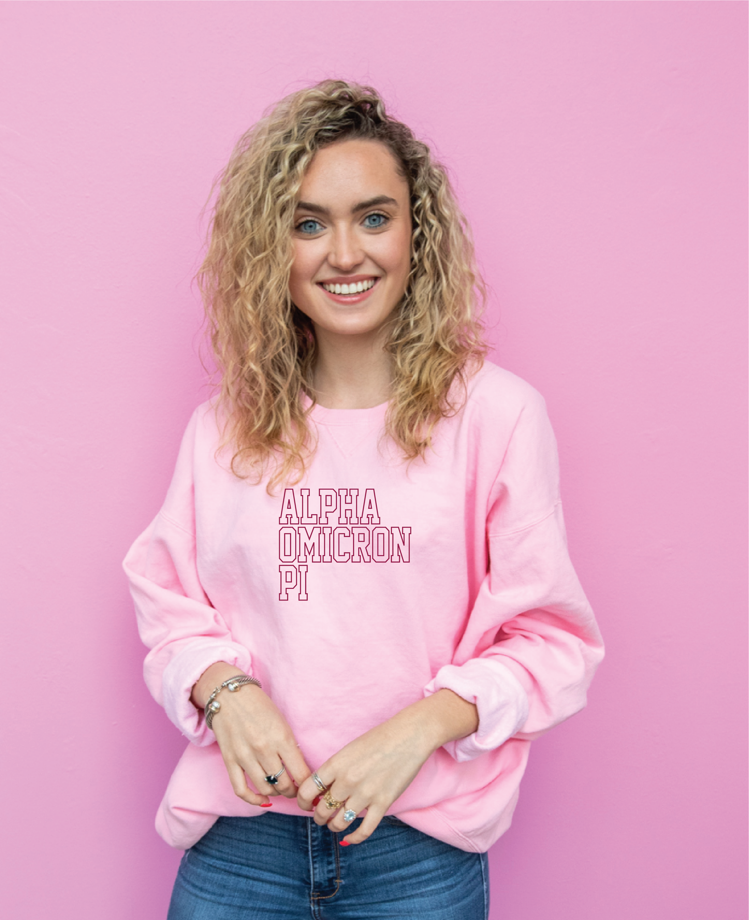 AOPi Block Letter Embroidered Crewneck
