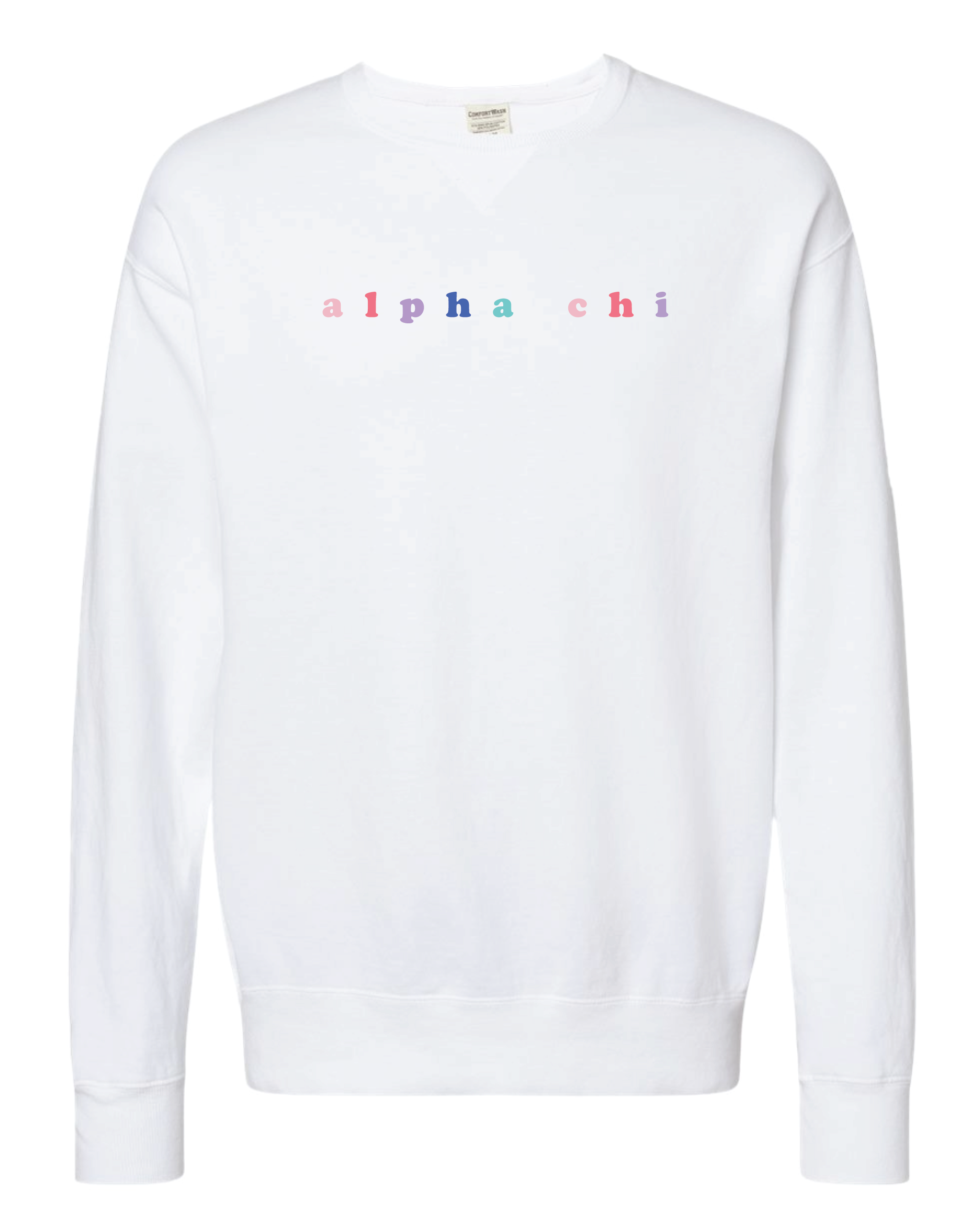 Alpha Chi Bubble Letter Rainbow Crewneck